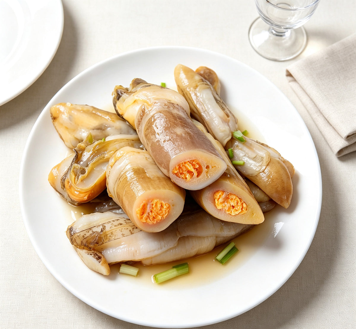 Delicate Seafood Delight: Tender Squid with Vibrant Roe Filling