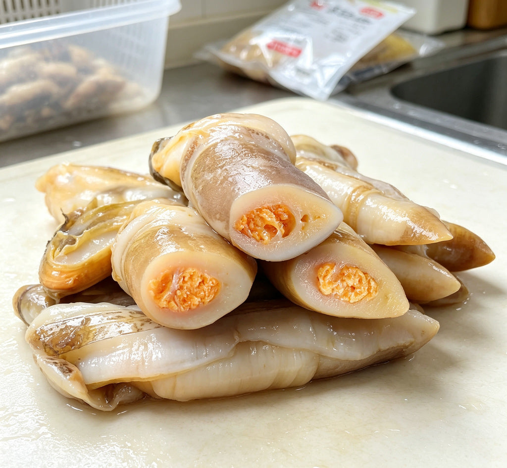 Delicate Seafood Delight: Tender Squid with Vibrant Roe Filling